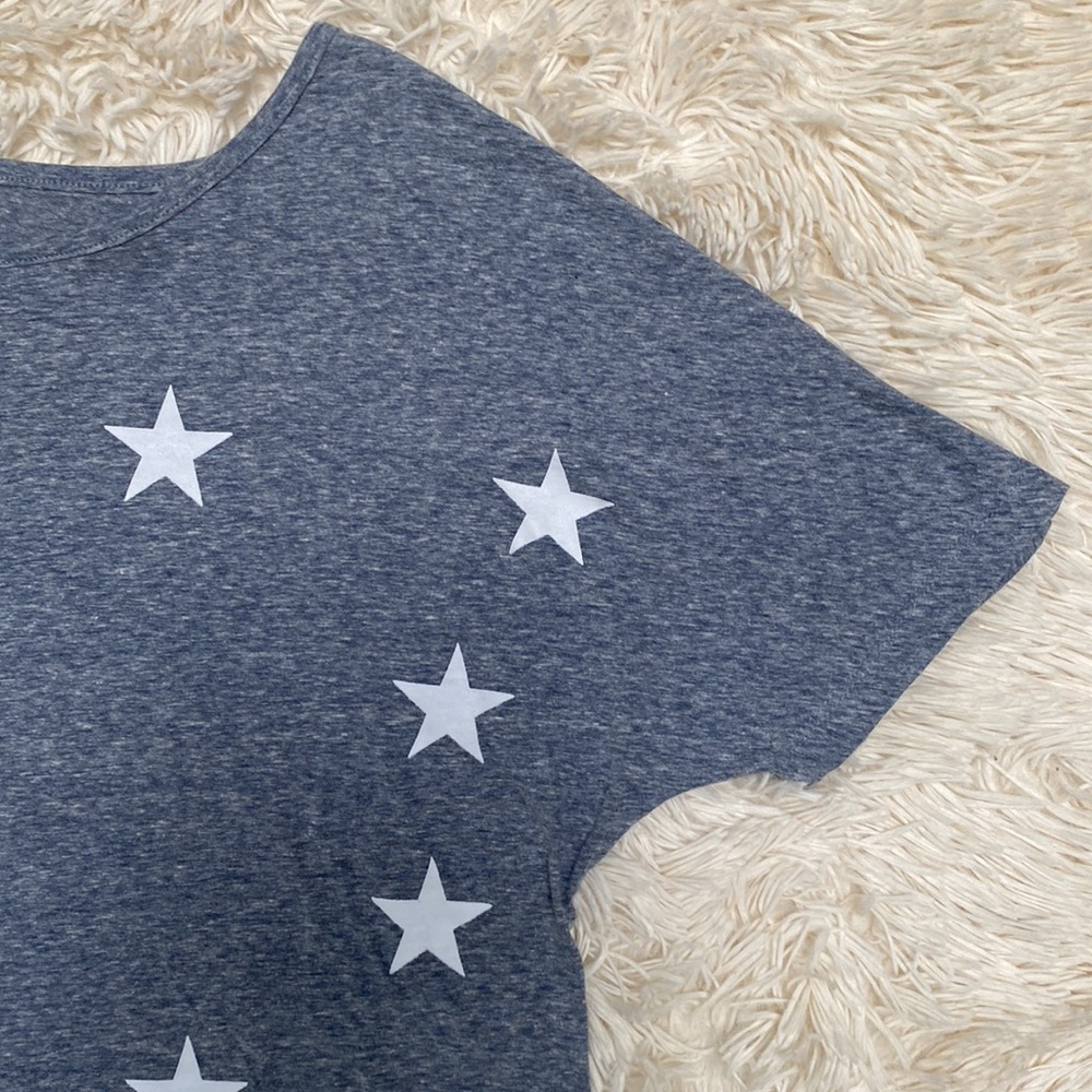 🎉HP🎉 Boutique Star Hi Lo Tie Top 💗 Heathered Blue & White - Picture 8 of 14